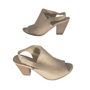 Naturalizer Teagan Slingback Block Heel Sandals Beige Suede Women Size 7.5M